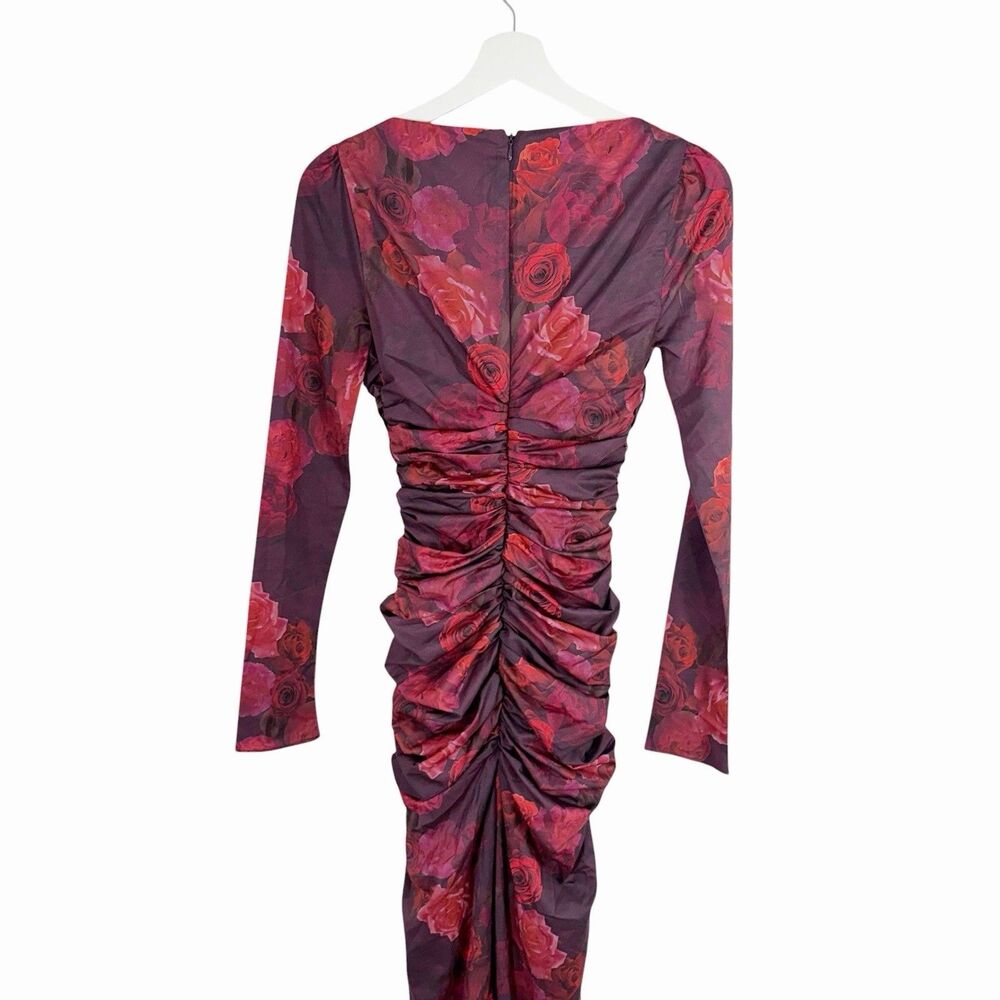 HOUSE OF CB Lanetta Romantic Floral Maxi Dress XS Roses long Sleeves Ruched $255 - Picture 9 of 12